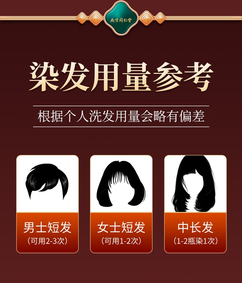 【中国直邮】南京同仁堂 一梳黑染发剂纯植物染发膏 220ml 黑色