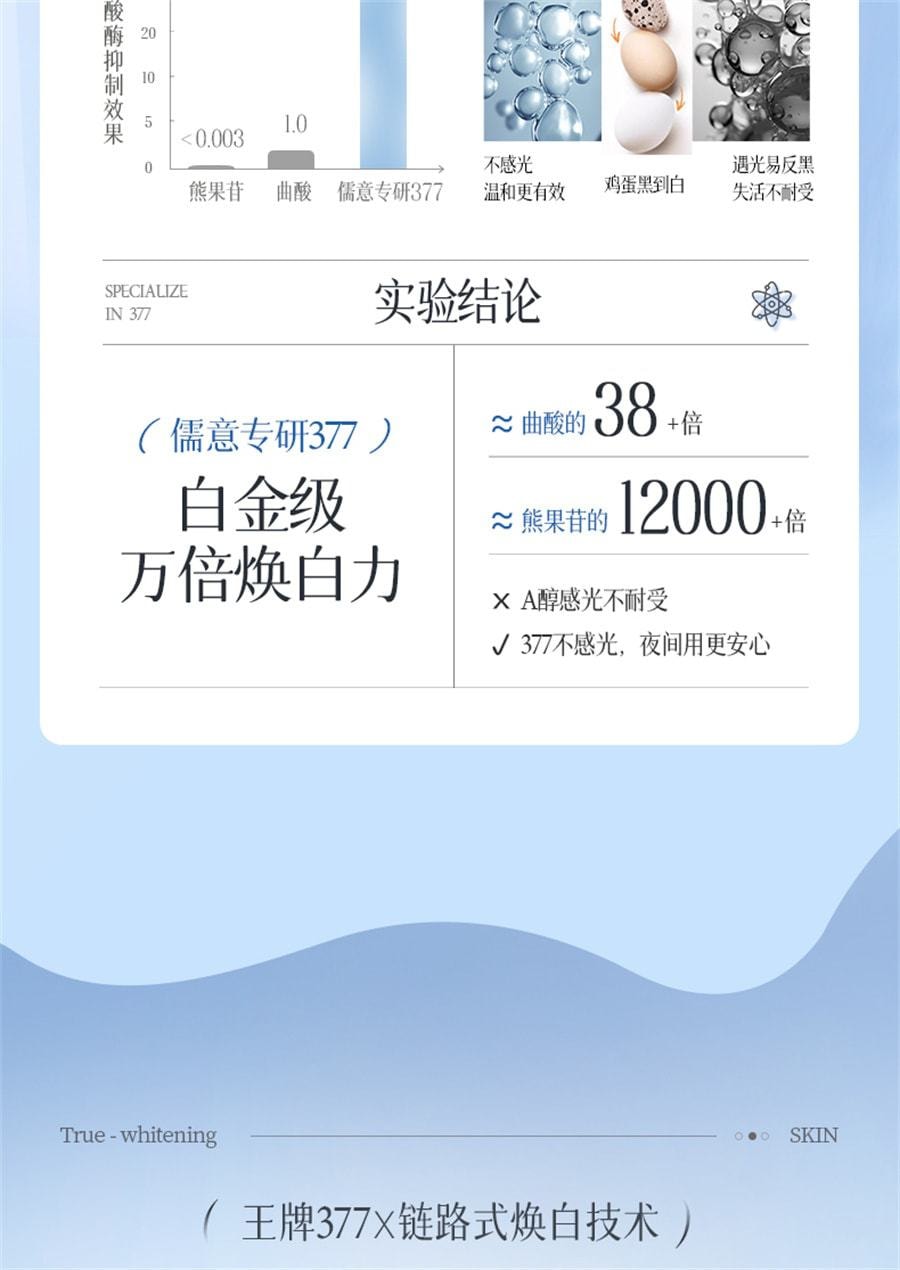 【中国直邮】儒意 377美白精华液次抛烟酰胺VC淡斑抗氧化提亮去黄改善暗沉肤色 30支/盒(小红书种草推荐)
