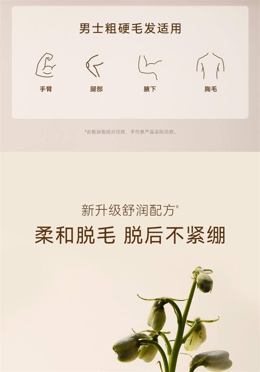 【中国直邮】 水之蔻 净澈男士脱毛膏 男士专用脱毛膏 去除不永久非私处脱毛非全身无痛腋下毛腿毛 50g/支