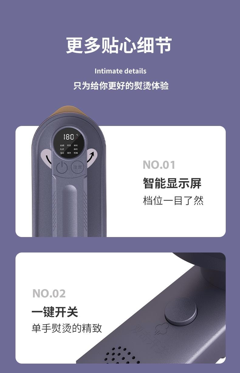 扶桑 数显电熨斗 家用小型挂烫机 便捷式折叠熨烫机 手持蒸汽机 110V美规 白色 双核断电保护 10分钟自动断电