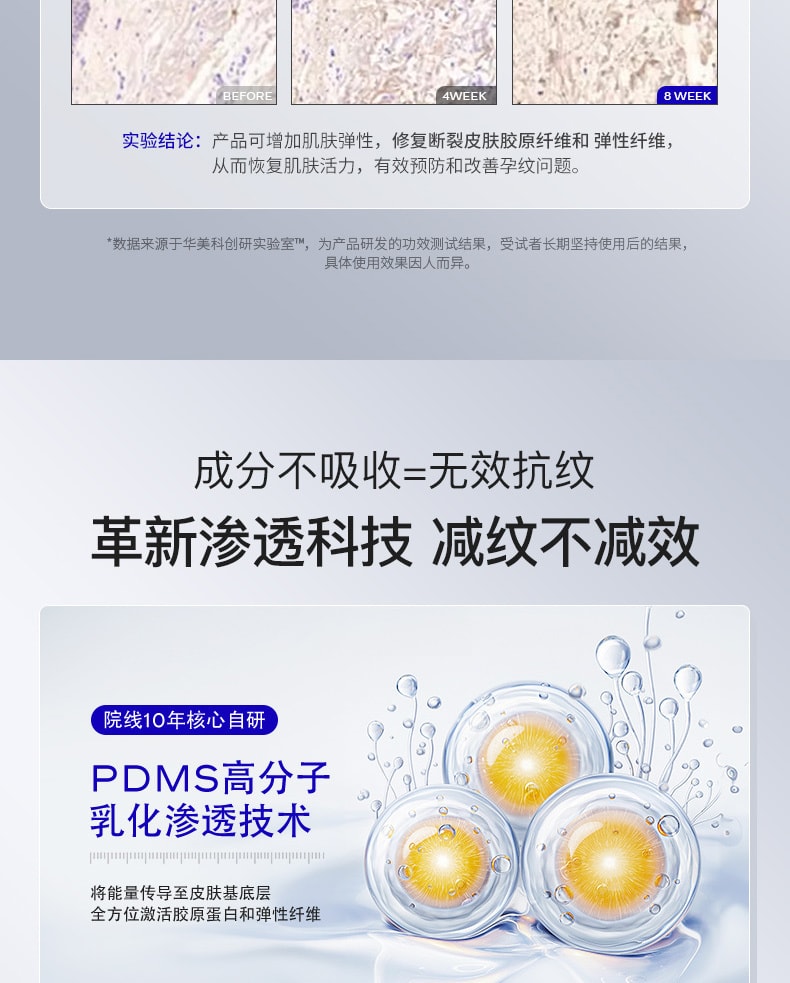 【中國直郵】 華美科 妊娠紋孕婦修補霜 祛肥胖紋淡化藥膏 產後專用消除浬花緊緻肚皮 50g/瓶