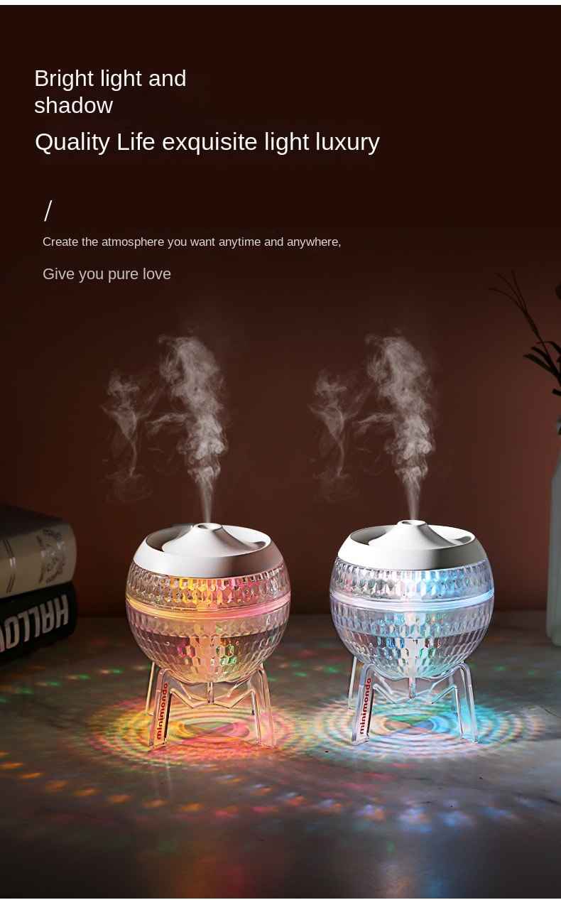 中國 LLD樂樂多 水晶球帶底座加濕器七彩氛圍燈 粉紅色 1件