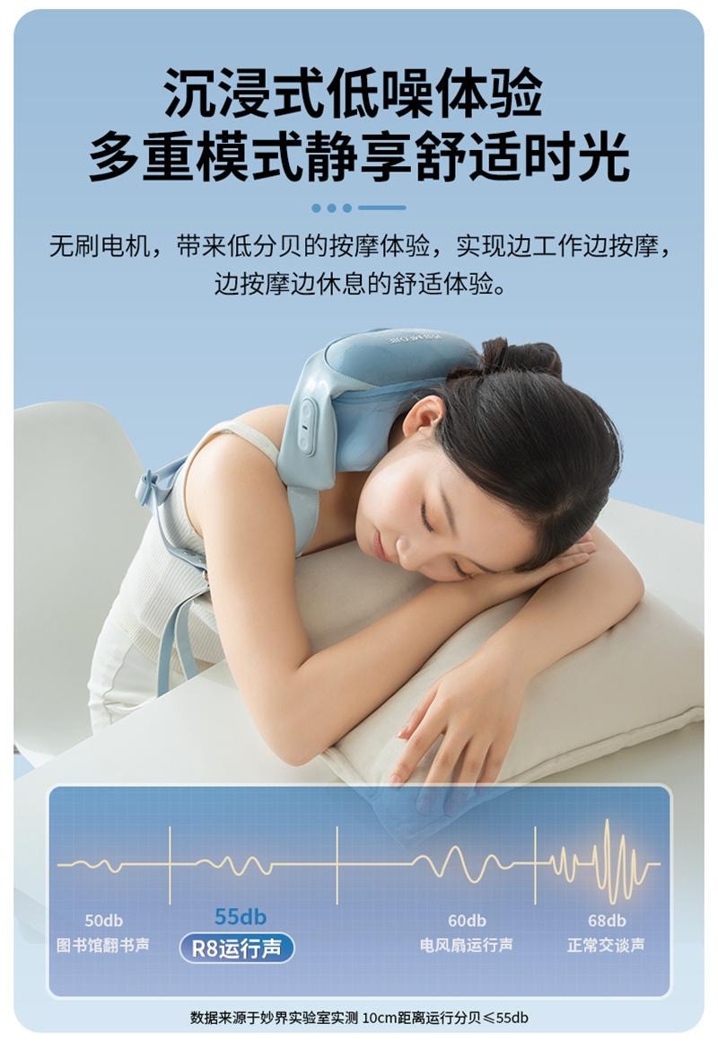 【中国直邮】 妙界 R8至尊肩颈按摩仪斜方肌肩膀颈椎按摩器 矫姿披肩甘泉蓝 1个装