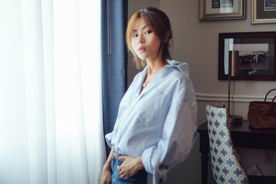 Oversized Button Down Shirt Blue One-sized