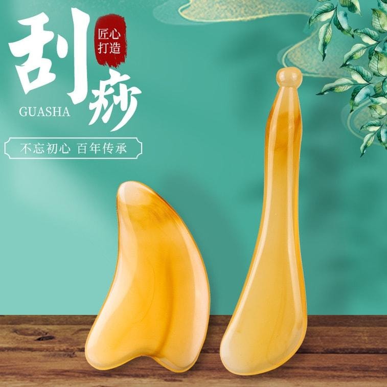 First-rate 刮痧经络套组 刮痧按摩器 美容经络穴位按摩 全身刮痧 按摩板 拔筋棒 经络点穴棒 2件装