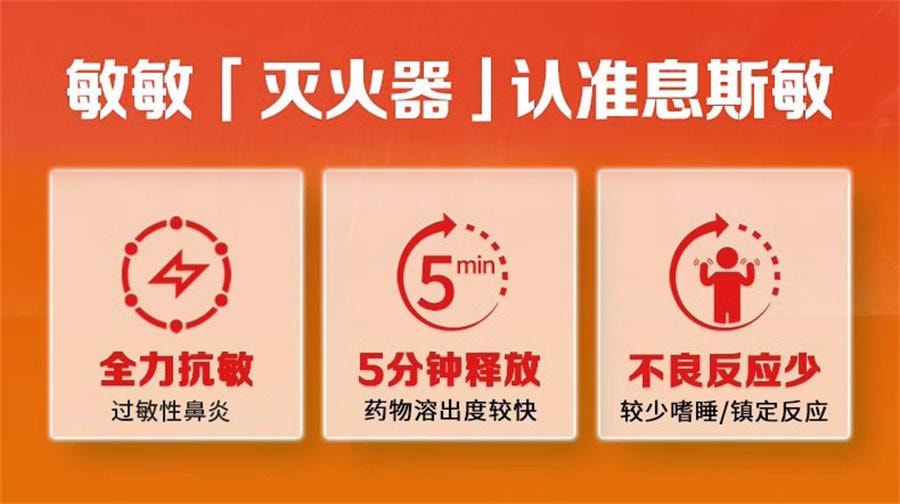 【中國直郵】 息斯敏 氯雷他定片 蕁麻疹皮膚過敏藥鼻炎專用藥止癢抗過敏內服12片/盒
