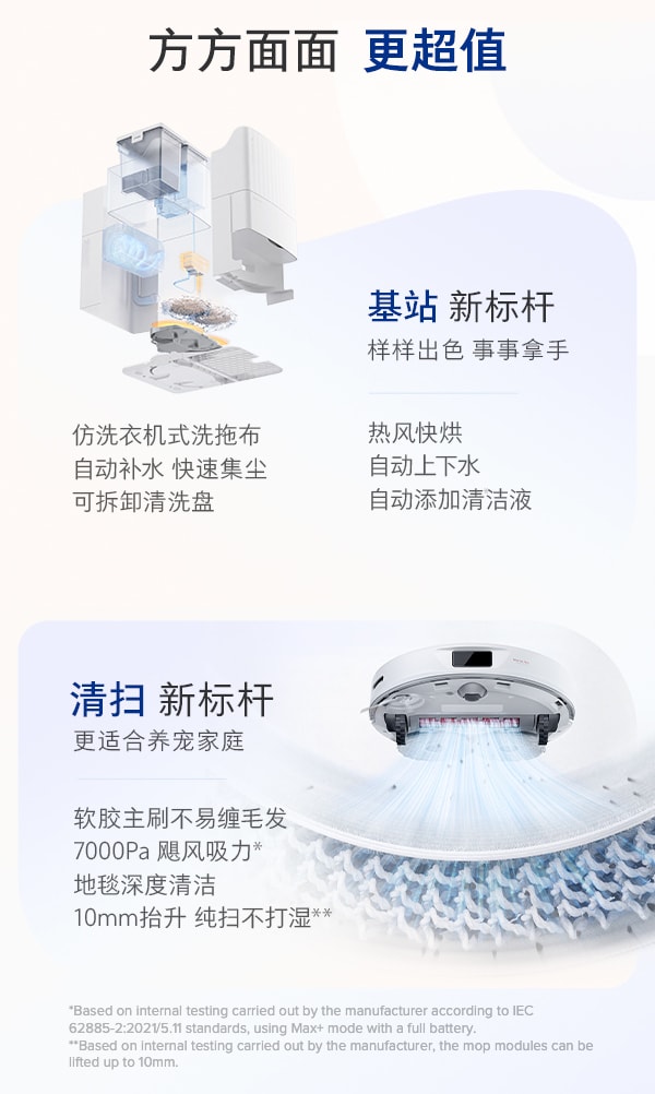 Roborock Qrevo Pro 伸缩边拖多能高效基站扫拖机器人热水洗布热风烘干