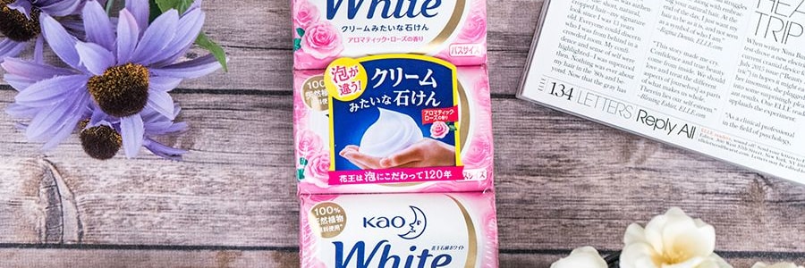 日本KAO花王 護膚香皂 3枚入 #玫瑰香 純天然植物萃取