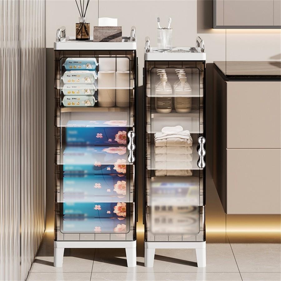 【中國直郵】 美國 法提娜 窄縫 折疊收納櫃 塑膠 磁吸開門 收納櫃儲物櫃 適用於浴室廁所客廳臥室儲物 1個