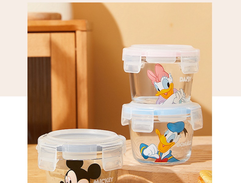 【中国直邮】Disney/迪士尼  保鲜碗学生玻璃饭盒汤杯微波炉加热专用汤盒水果盒便当密封 唐老鸭款