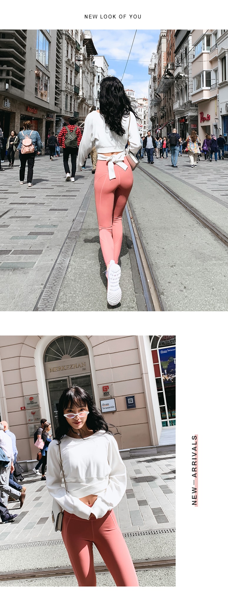 中国直邮 暴走的萝莉 纯色运动上衣 紧身长袖卫衣 健身服/粉色#/S