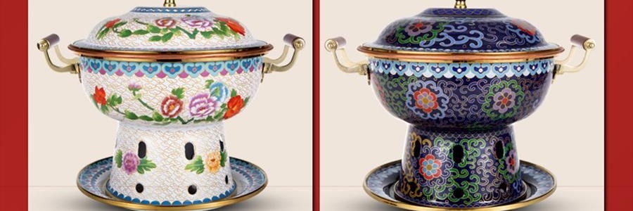 景泰藍單人銅鍋火鍋 琺瑯彩火鍋涮鍋 北京火鍋銅鍋涮肉 藍色