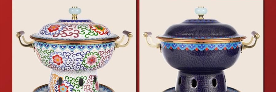 景泰藍單人銅鍋火鍋 琺瑯彩火鍋涮鍋 北京火鍋銅鍋涮肉 藍色