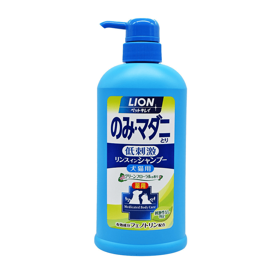日本 LION 獅王 低刺激性防蚤防牛蜱蟲藥用 沖涼液沐浴露 - 貓狗適用 550ml