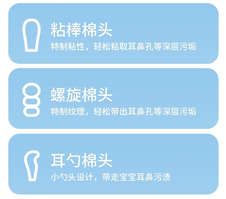 【中國直郵】 青蛙王子 愛貝迪拉嬰兒棉籤寶寶專用鼻屎清理神器掏耳新生兒童掏耳朵挖耳勺粘性耳棒50支/盒