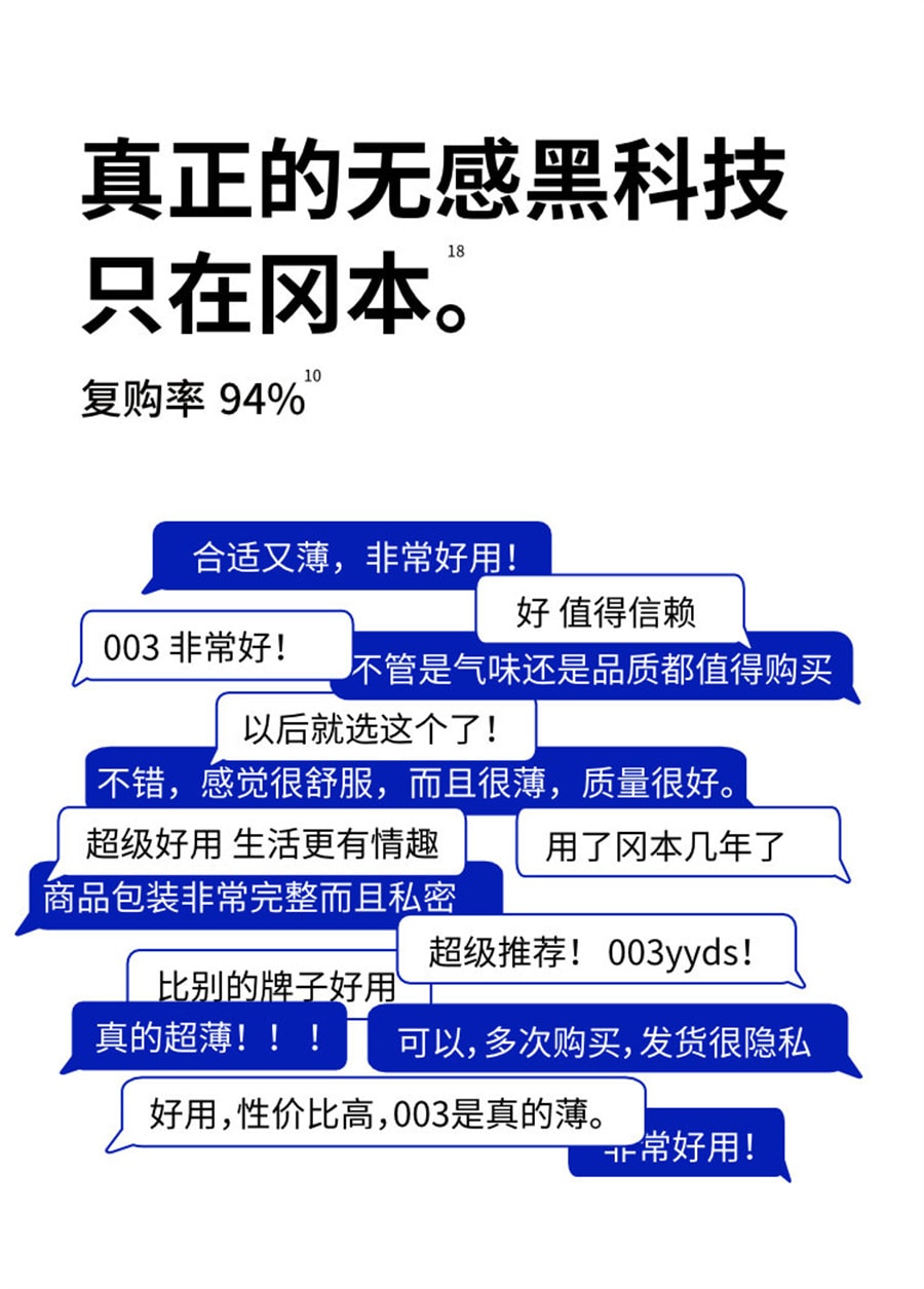 【中国直邮】OKAMOTO冈本 003超薄润滑裸入避孕套-蓝金装10片 成人避孕用品