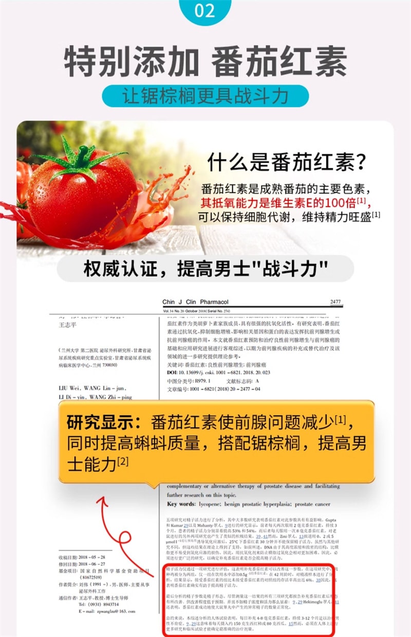 【中国直邮】Youthit优思益 锯棕榈番茄红素复合片60片男性复合维生素