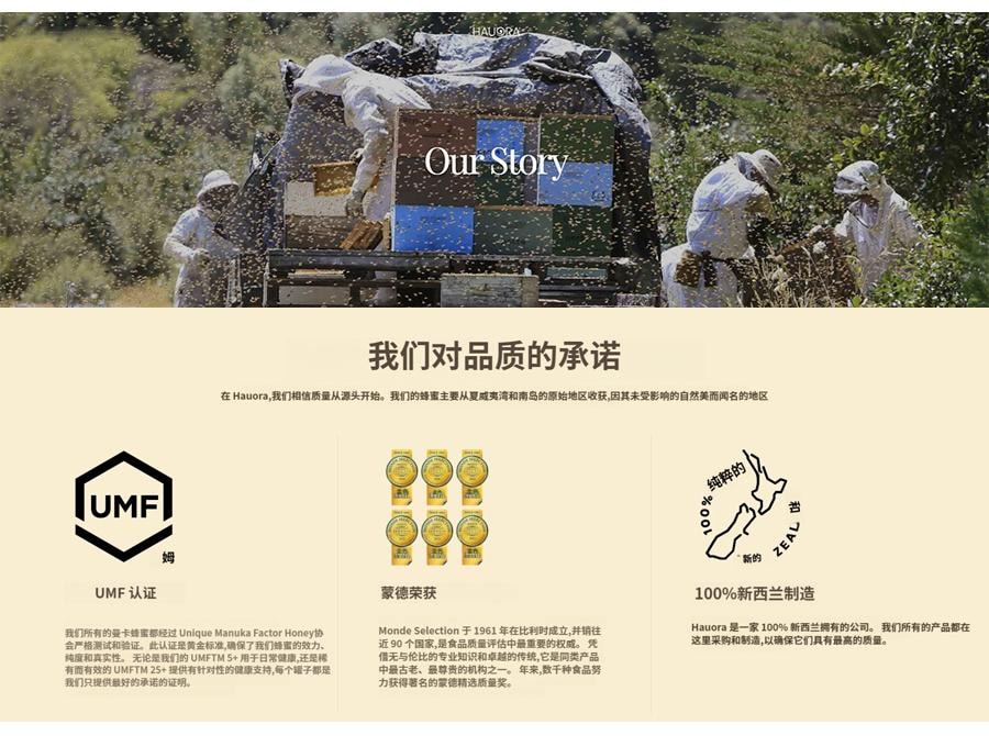 新西兰 HAUORA 麦卢卡蜂蜜 UMF™ 5+(MGO 83+)– 原生纯正未加热蜂蜜非转基因Monde Selection 金奖得主 – 250g
