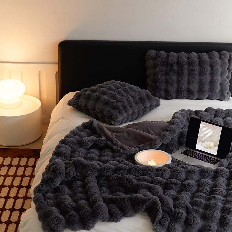 【中國直郵】Lullabuy毯子 托斯卡納仿皮草毛毯 白100x160cm