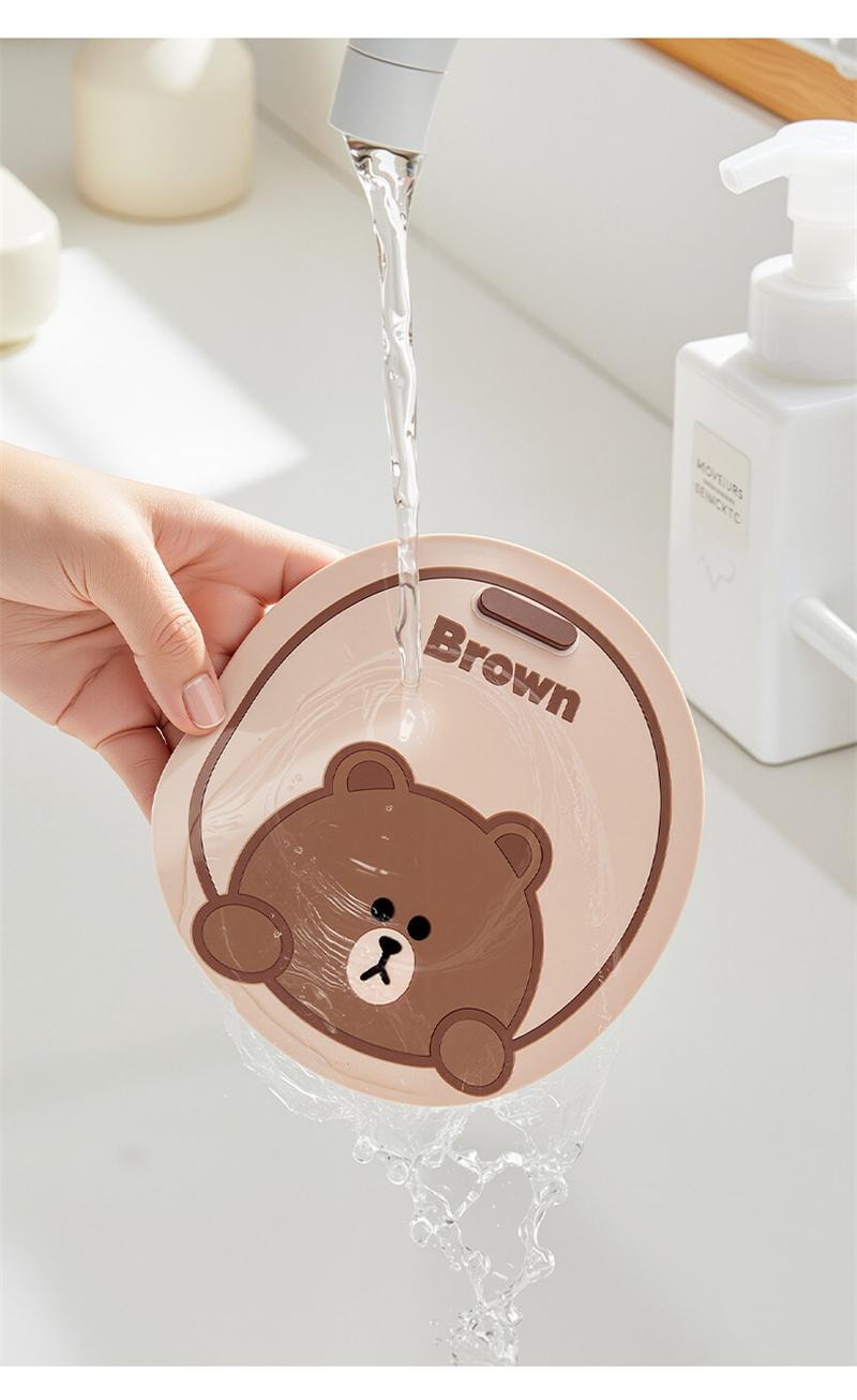 【中國直郵】 日本 LINE FRIENDS 地漏封閉蓋 衛生間排水口 防臭矽膠墊 浴室下水道封口蓋 防蟲反味神器 布朗款 1片裝