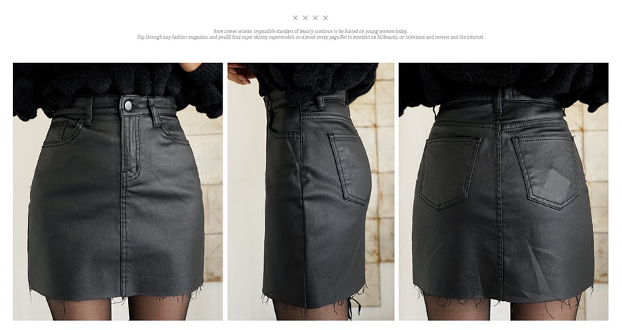 Coated Mini Skirt #Black S(25-26)