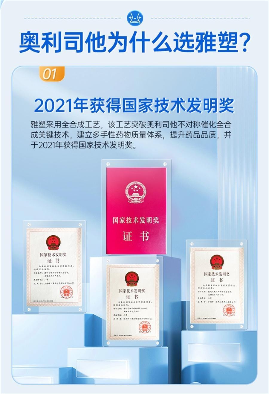 【中國直郵】 雅塑 奧利司他膠囊 減肥排油燃脂瘦身減脂暴瘦神器 18粒*3盒