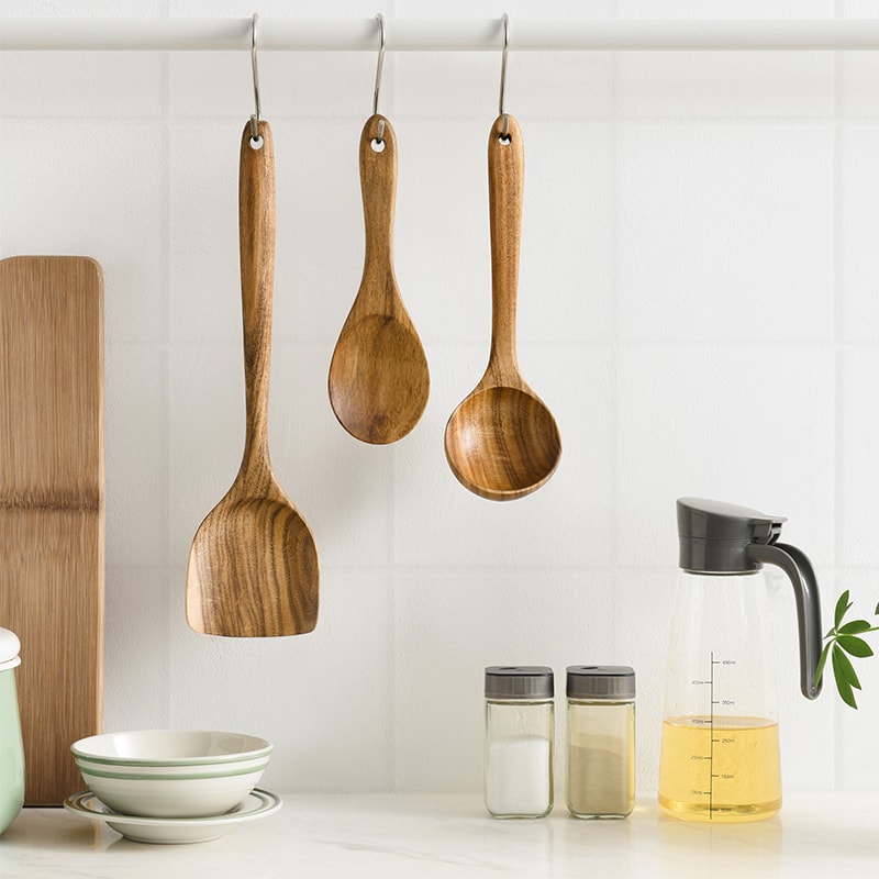 Wooden Cooking Utensil Set (Includes Stirring Spoon Spatula and Ladle)