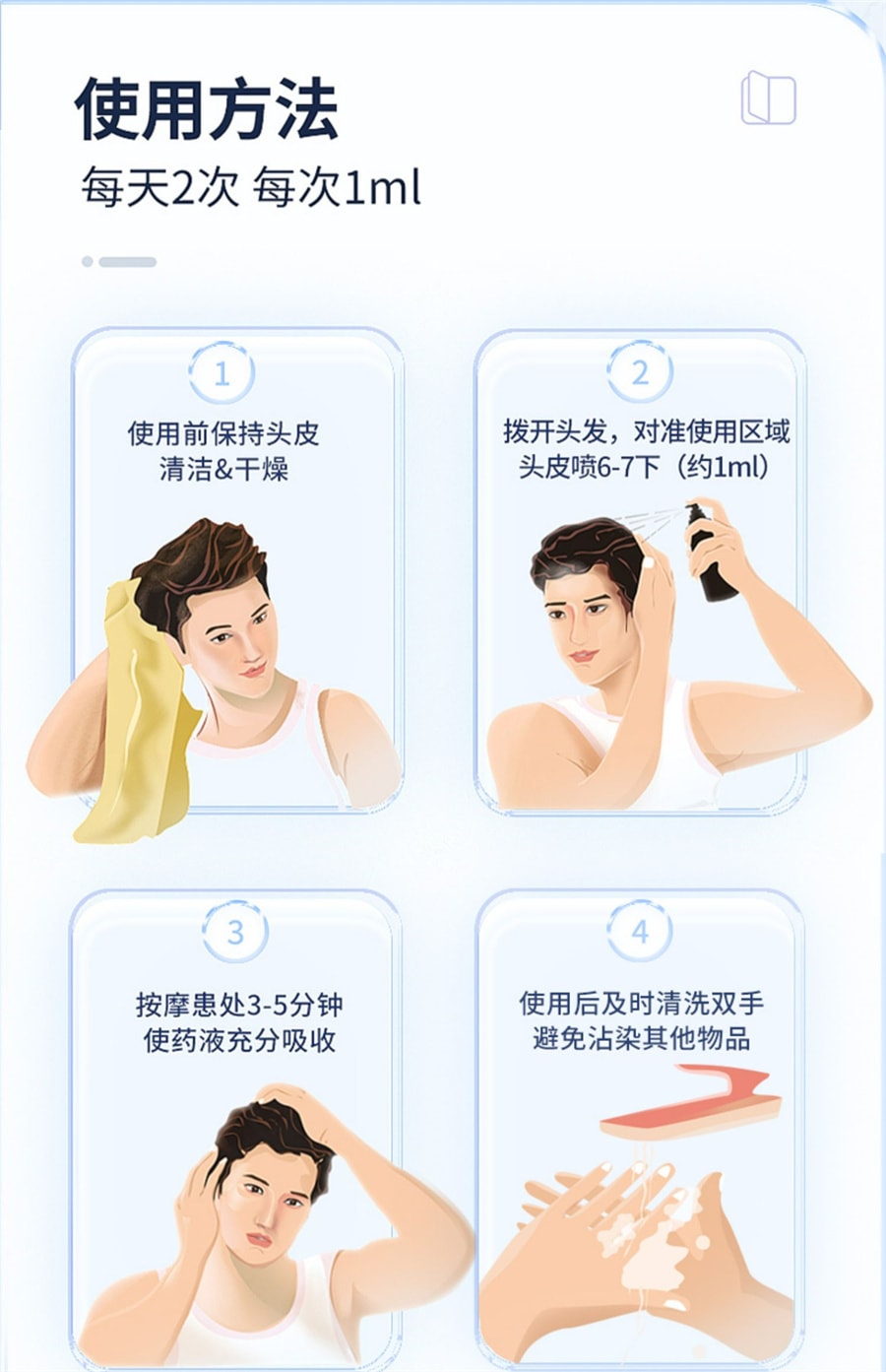 【中国直邮】 达霏欣 米诺地尔搽剂男女性脂溢性脱发生发液上药器  5%*60ml/盒男士