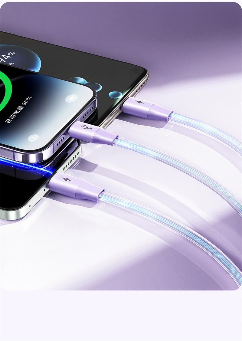 【中國直郵】 品勝 充電線三合一數據線快充一拖三車載100W超級快充 奶油白 1個