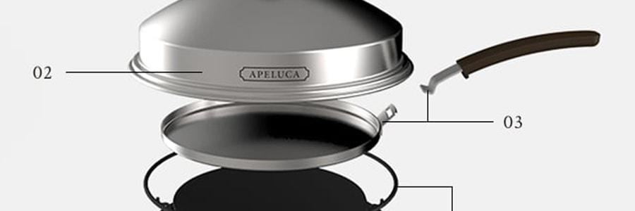日本APELUCA 便携户外金属平底披萨烤锅烤盘 明火燃气碳火可用
