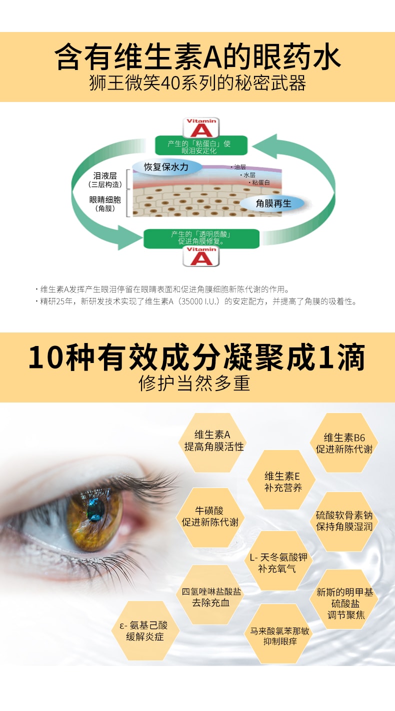 【日本直邮】日本狮王Smile40EXPremium保护角膜滴眼液眼药水眼科用药缓解疲劳 15ml