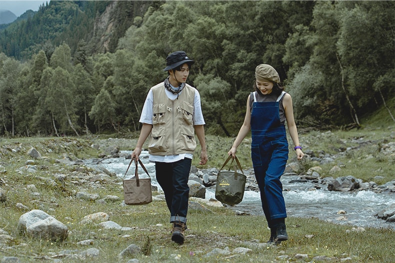 【中国直邮】挪客可折叠圆形水桶户外旅行露营便携式水盆储水桶  咖啡色/10L