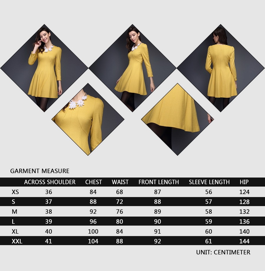  Long sleeve wool dress  yellow XXL