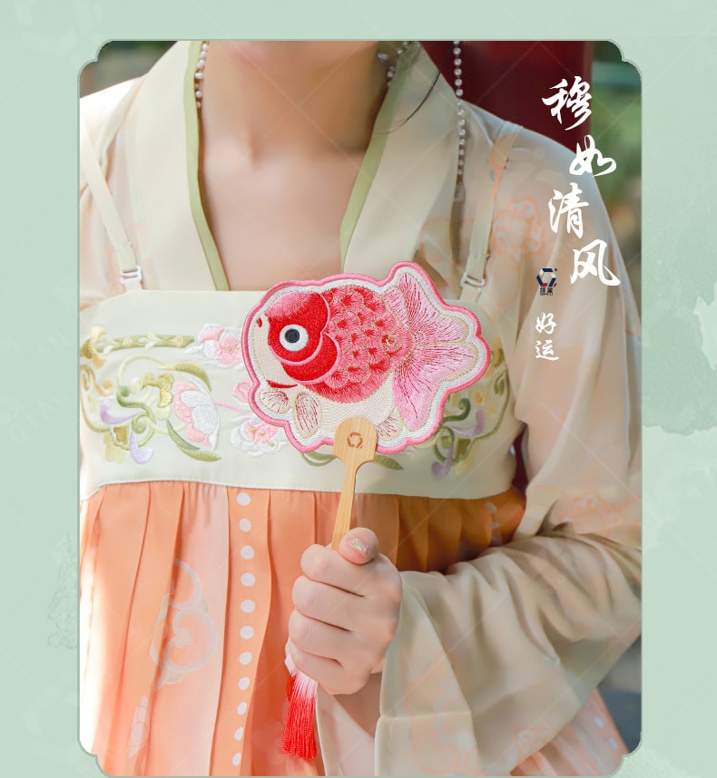 Hand-Shaped Embroidery Fan Decorative Portable Cultural Fan -Lotus Style 1 Piece