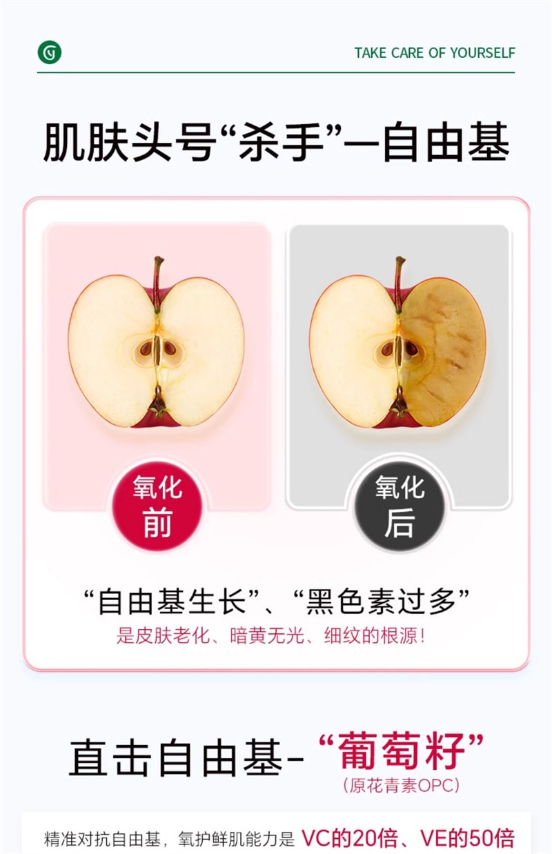 【中國直郵】Youthit優思益 葡萄籽粉膠囊60粒/盒 進口Opc精華原花青素VC片