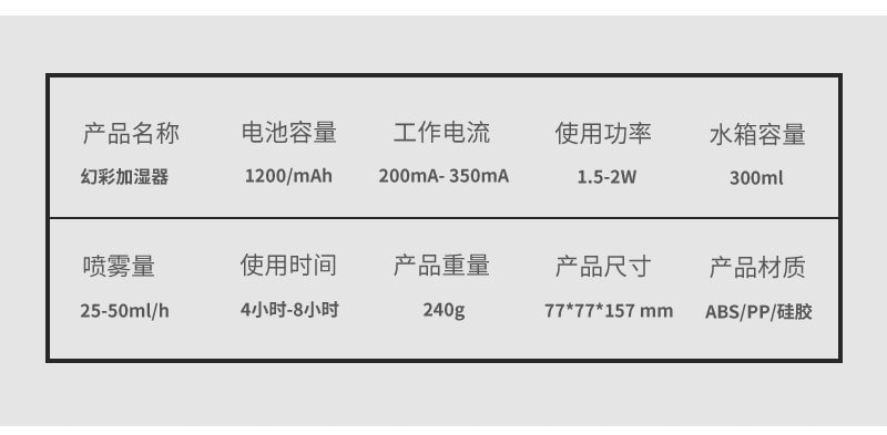 【中國直郵】幻彩加濕器 家用載補水儀 充電款 1個