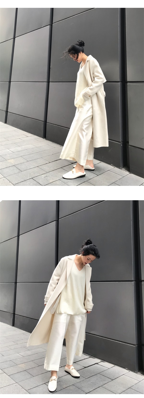 White Australian Wool Double-sided Woolen Coat for Women M