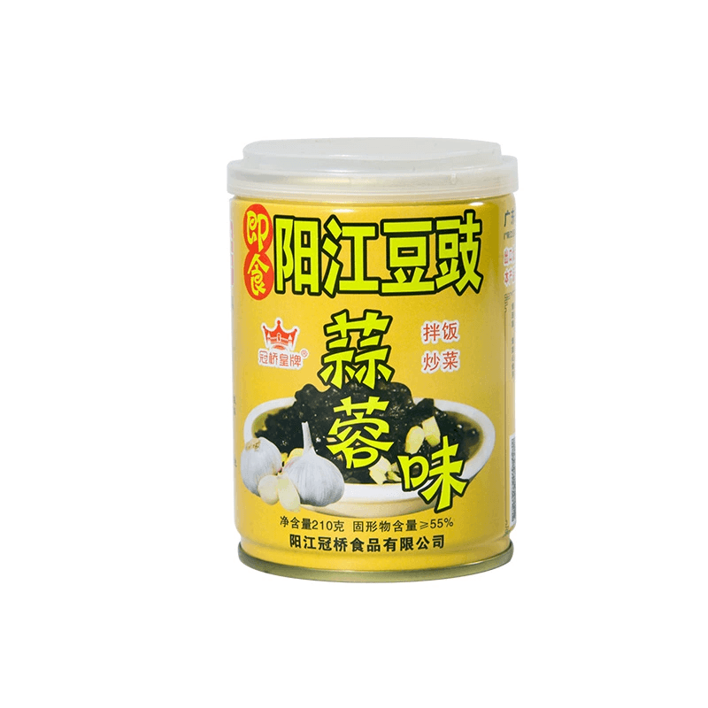 【中國直郵】 冠橋皇牌 陽江豆豉正宗不辣即食黑豆鼓醬拌麵蒸排骨豉汁王調味醬料蒜香味210g*1