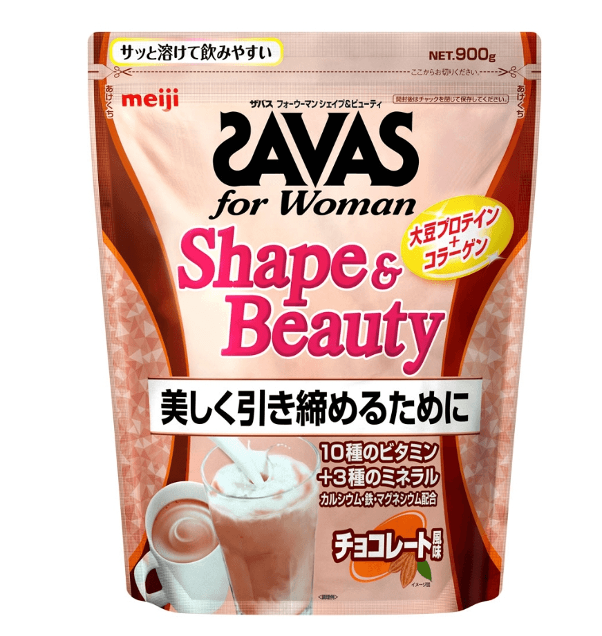 【日本直郵】MEIJI明治SAVAS匝巴斯女士大豆蛋白粉含膠原蛋白運動塑形巧克力口味900g