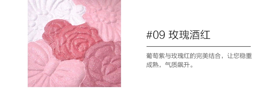 日本CANMAKE井田 花瓣雕刻五色腮红附刷 #09玫瑰酒红 6.3g