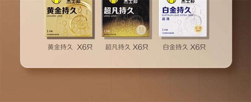 【中国直邮】 杰士邦 持久三合一避孕套男用延时装安全套情趣正品18只装*2盒