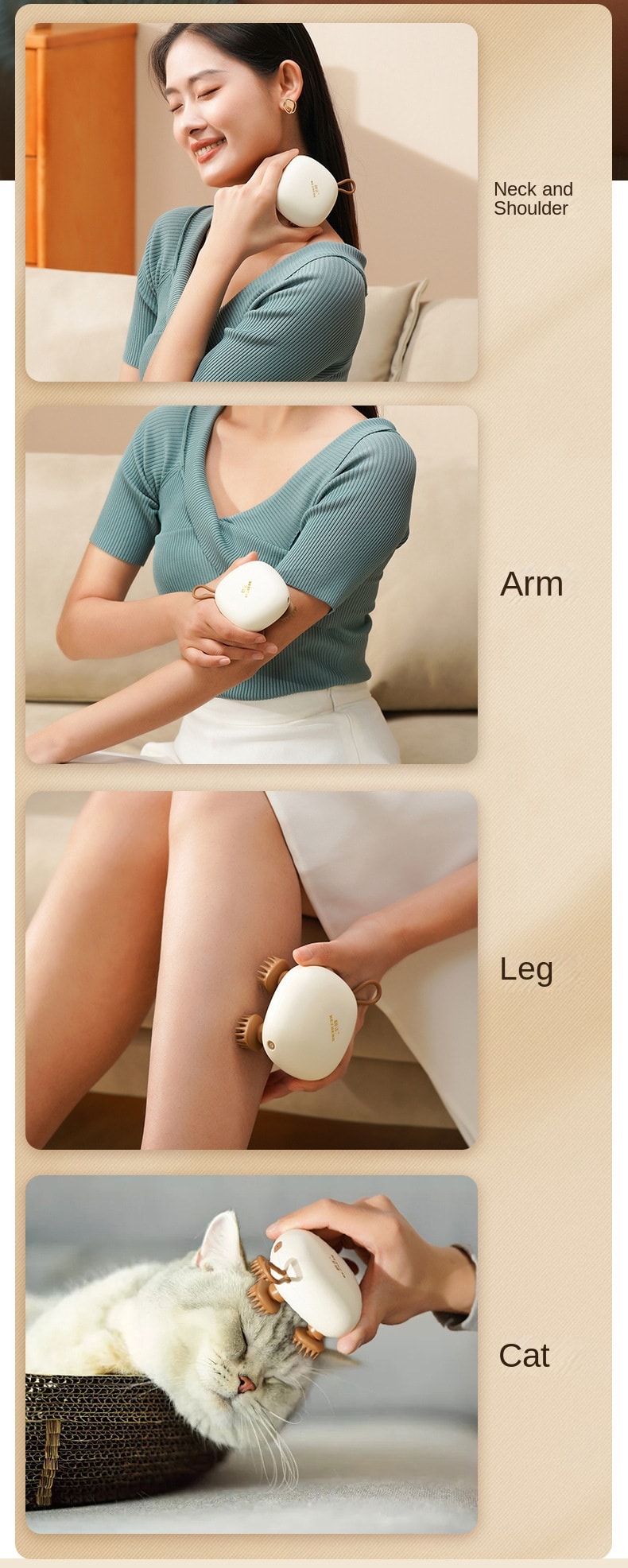 【輪滑世界冠軍郭丹代言品牌】中國 和正HEZHENG 頭部按摩器全自動頭皮按摩爪電動防水按摩儀 白色 1件