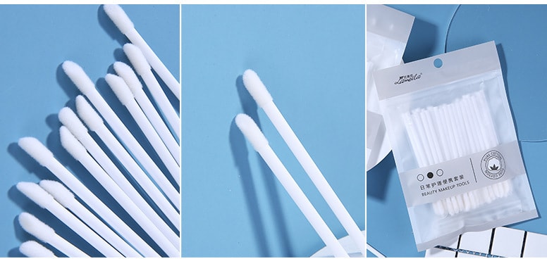 【中国直邮】 上野拉美拉 植绒pp唇棒实心唇彩刷一次性唇刷50支/袋