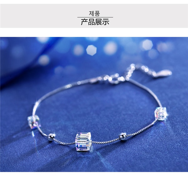 Girls Women Shiny Crystal Bracelet S925 Silver Chain