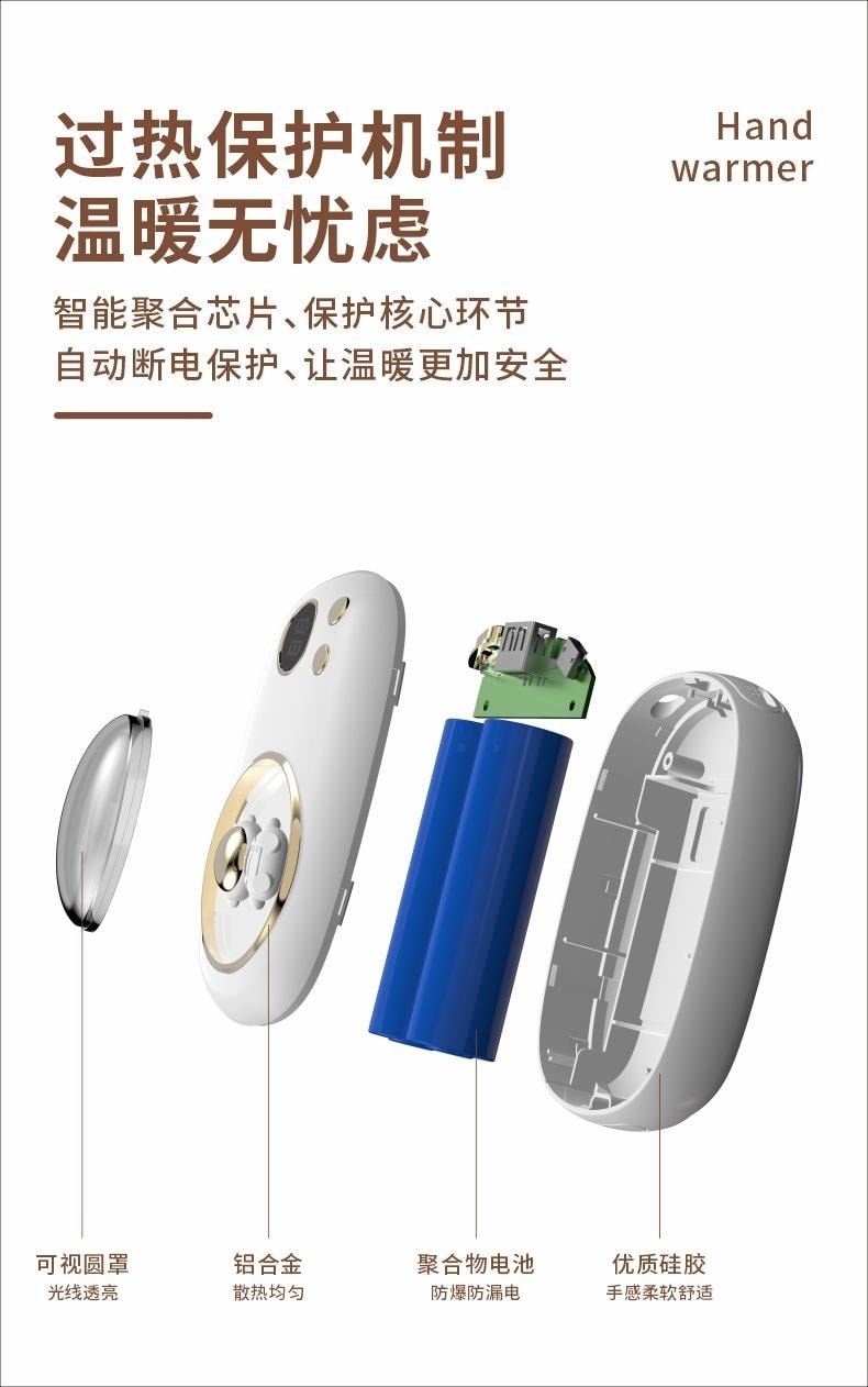 【中國直郵】 親太太 迷你usb太空人暖手寶學生usb充電暖手寶寶 二合一便攜式 白色5200毫安