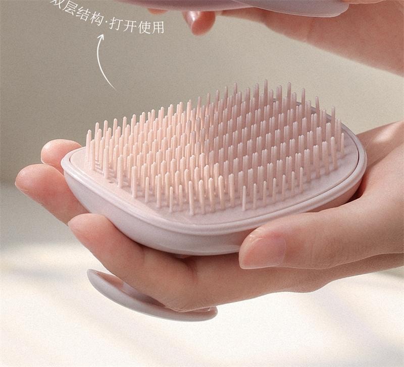 古迪 洗頭梳二合一矽膠洗頭髮神器頭部按摩梳洗 淺紫色 1個裝