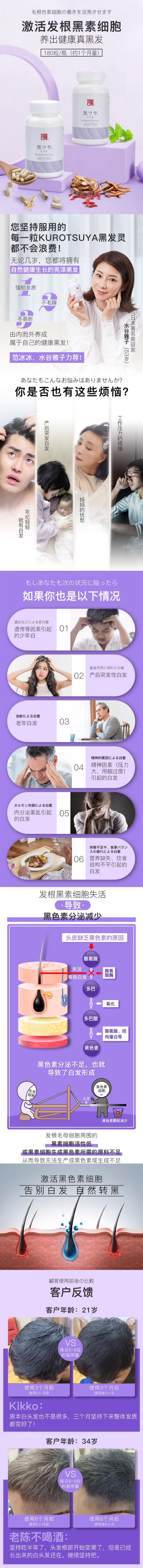 【日本直邮】和汉制药 黑发灵 180粒