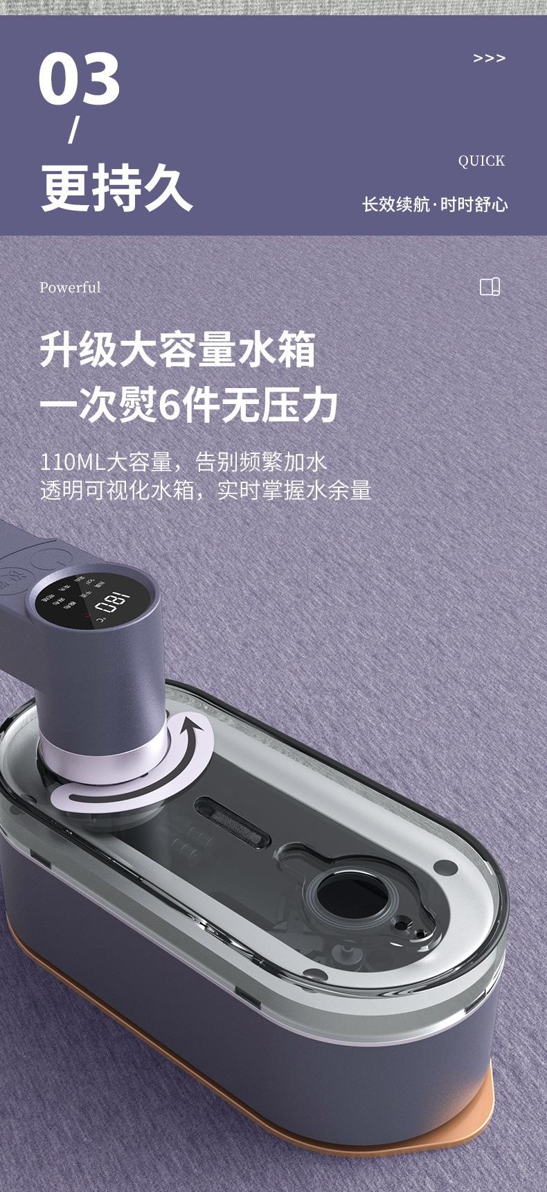  扶桑 数显电熨斗 家用小型挂烫机 便捷式折叠熨烫机 手持蒸汽机 110V美规 白色 双核断电保护 10分钟自动断电