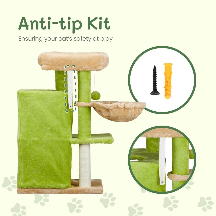 【美国现货 本土直邮】 美国 法提娜 音箱形 双层猫屋 吊床猫窝 绒布剑麻  宠物用品 猫爬架 黄绿色 1个 33inch