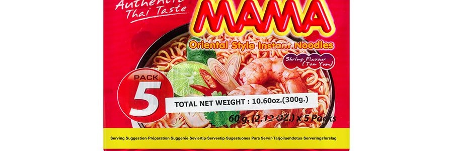 泰國MAMA媽媽 泡麵 酸辣蝦口味 5連包 300g